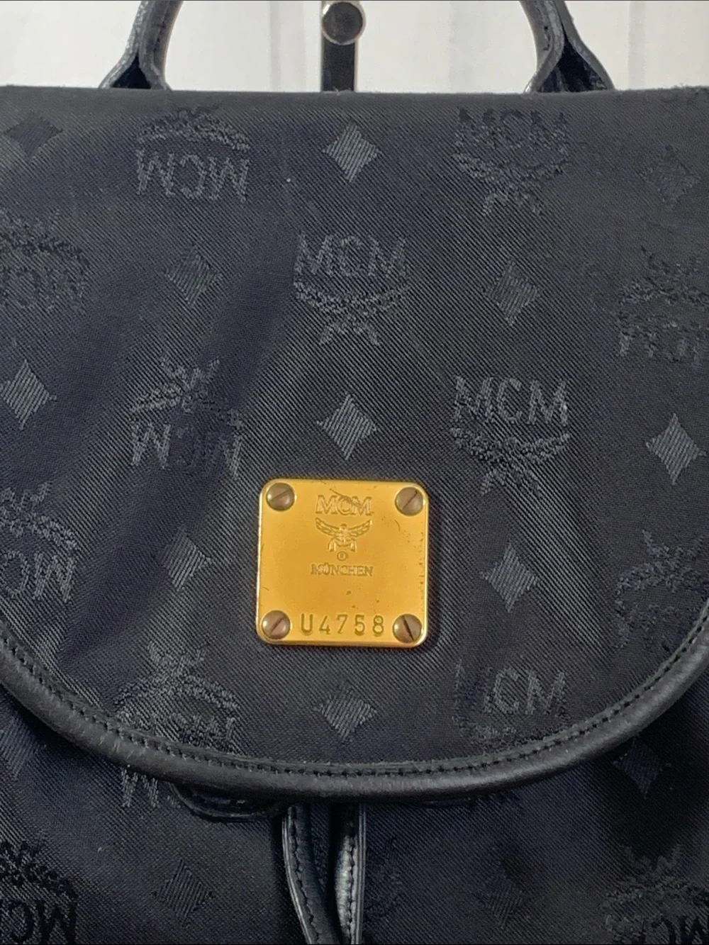 GUC MCM Black Quilted Backpack L 14” x H 15” x D 5”